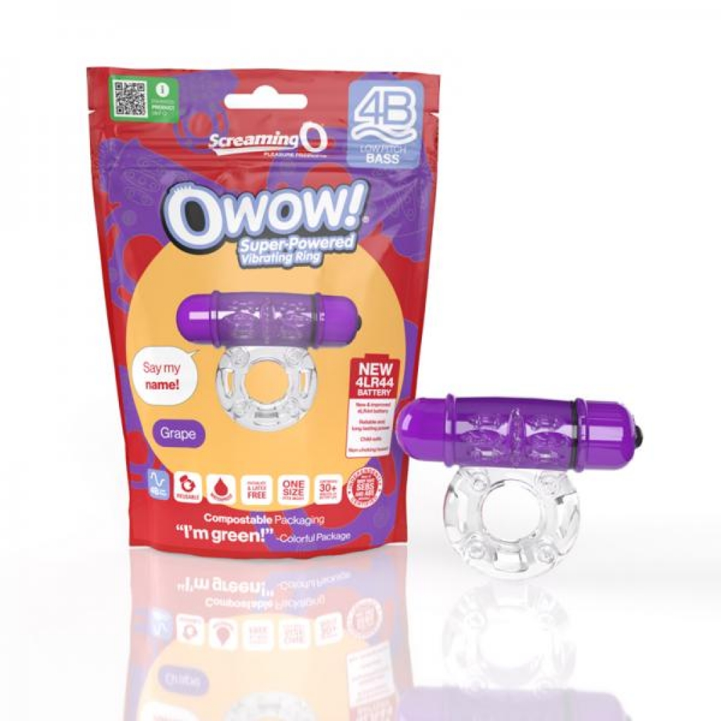 Screaming O 4b Owow Vibrating Cockring Grape - Couples Penis Rings
