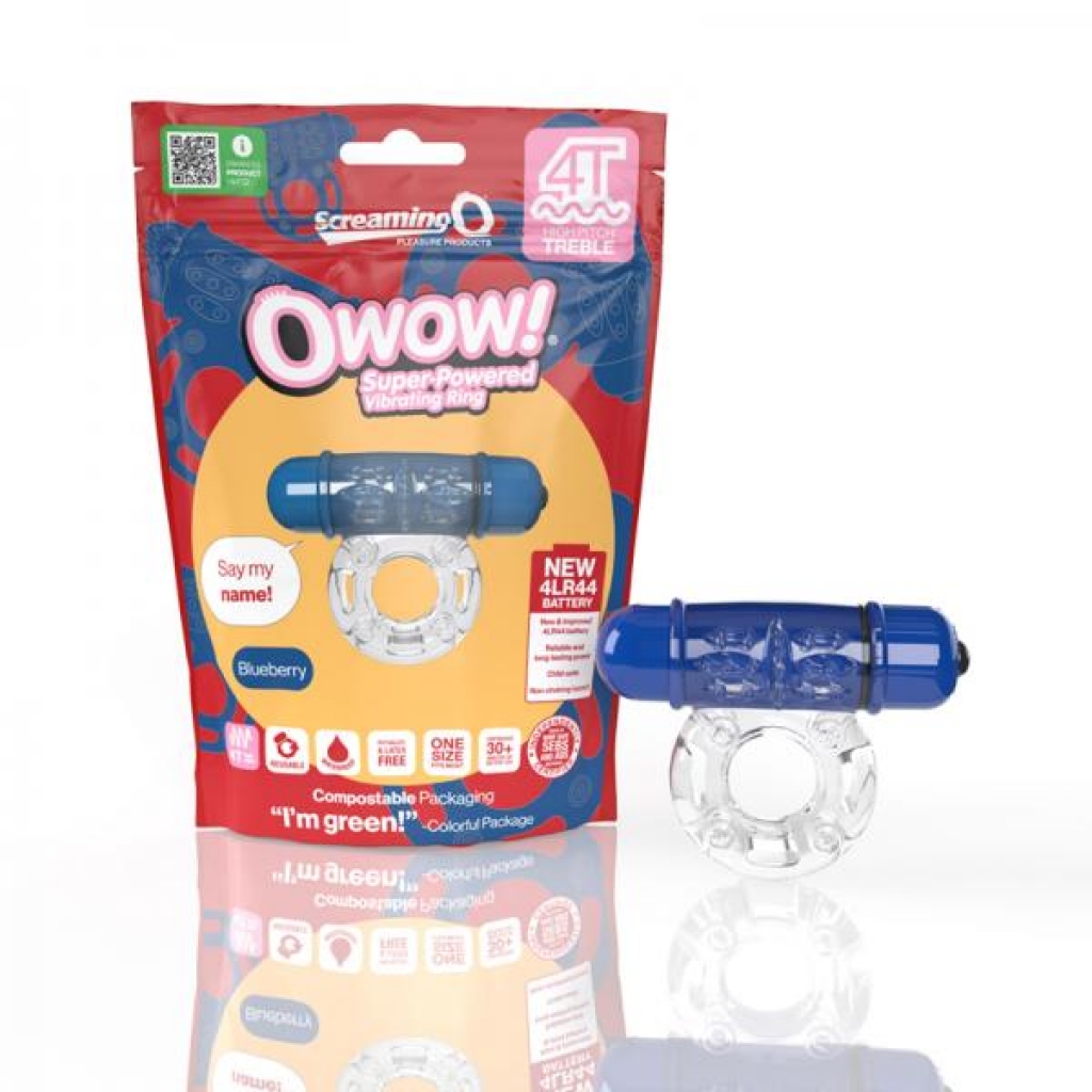 Screaming O 4t Owow Vibrating Cockring Blueberry - Couples Penis Rings