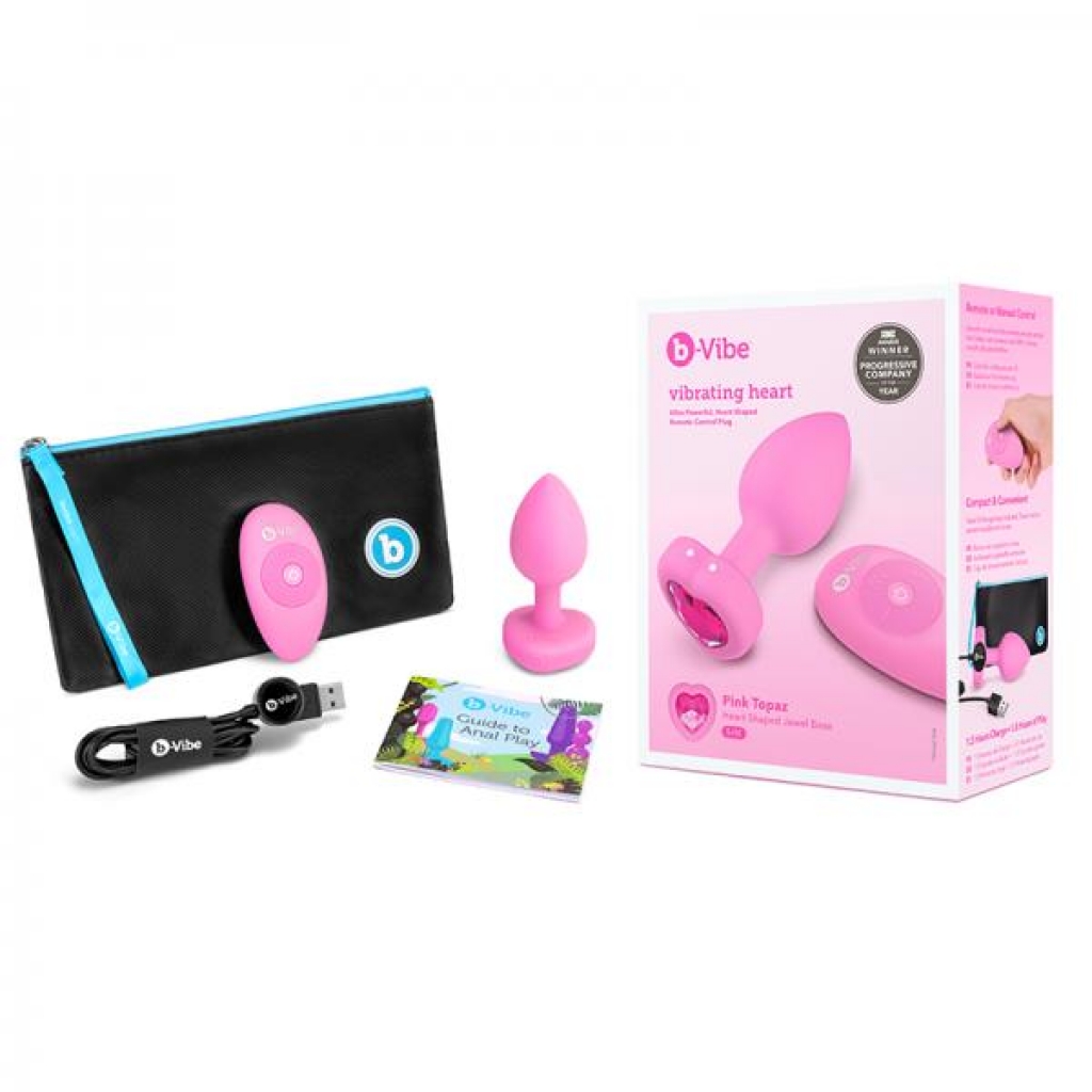 B-vibe Vibrating Heart Rechargeable Remote-controlled Anal Plug With Heart-shaped Jewel Base S/m Pin - Anal Plugs