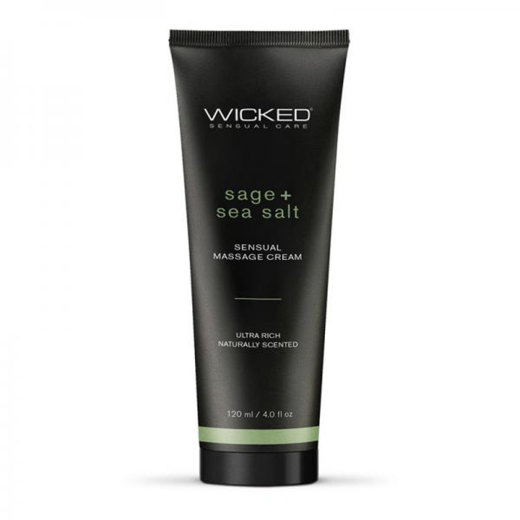 Wicked Sage + Sea Salt Sensual Massage Cream 4 Oz. - Sensual Massage Oils & Lotions