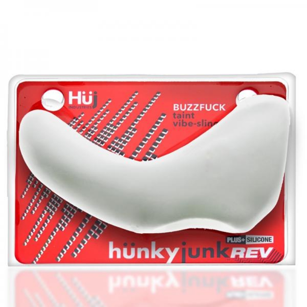 Hunkyjunk Buzzfuck Cock & Ball Sling With Taint Vibrator White Ice - Mens Cock & Ball Gear