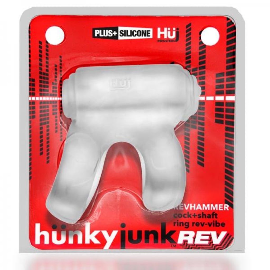 Hunkyjunk Revhammer Cock & Shaft Ring With Bullet Vibrator Clear Ice - Bullet Vibrators