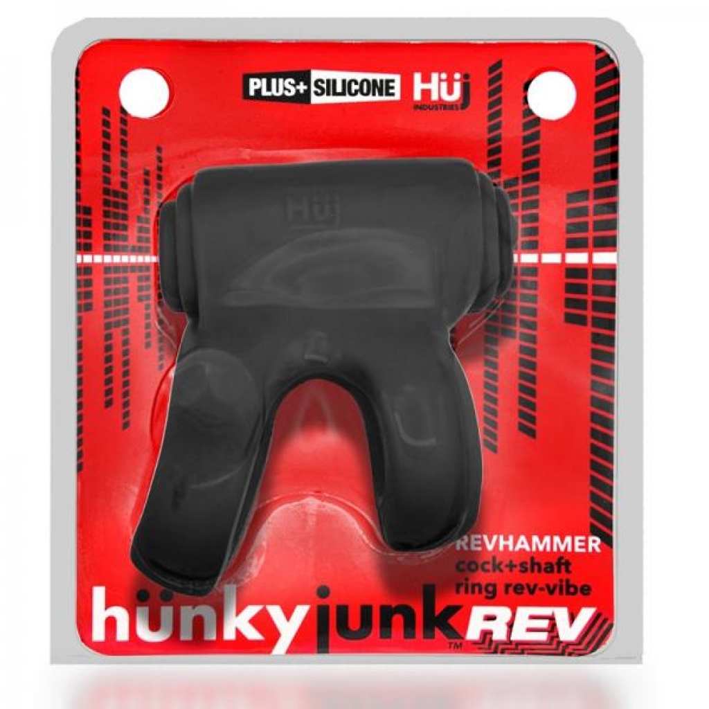 Hunkyjunk Revhammer Cock & Shaft Ring With Bullet Vibrator Tar Ice - Bullet Vibrators