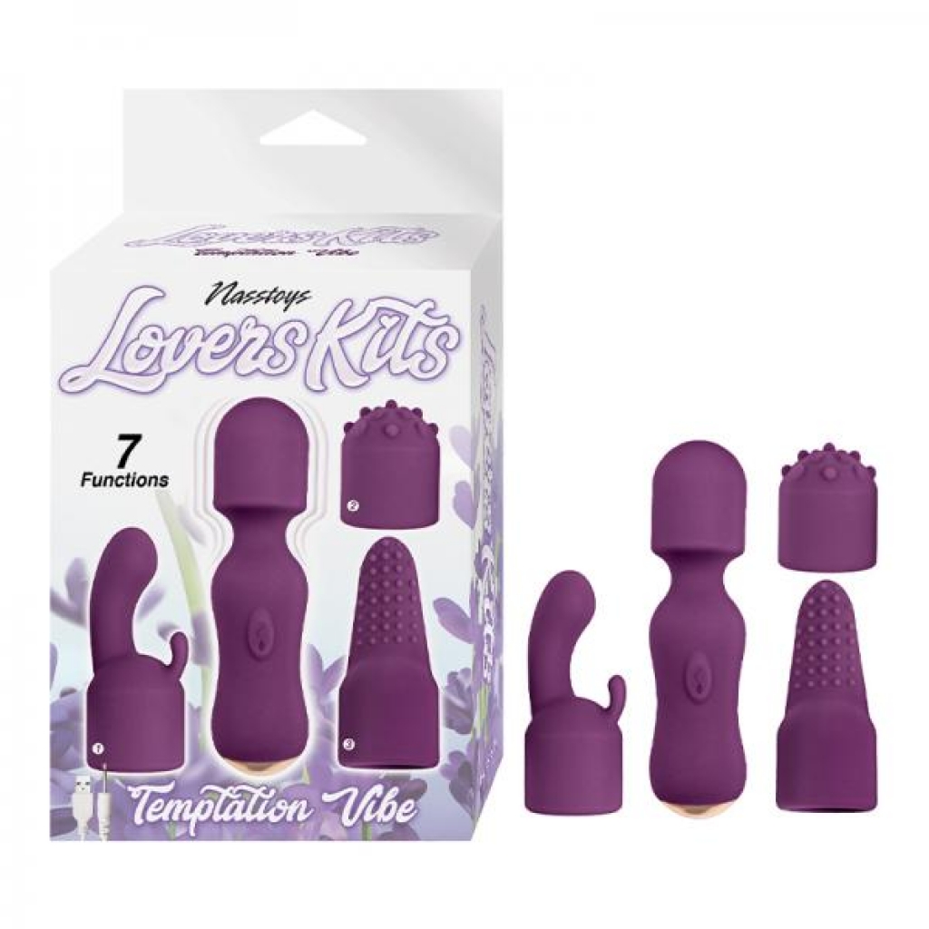 Nasstoys Lovers Kits Temptation Vibe Rechargeable Silicone Wand Vibrator & 3-piece Attachment Set Eg - Body Massagers