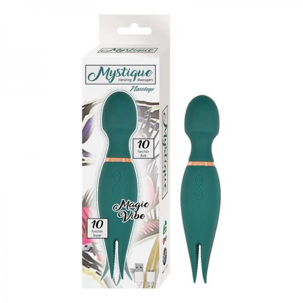 Nasstoys Mystique Magic Vibe Rechargeable Dual Ended Silicone Wand Vibrator Green - Body Massagers