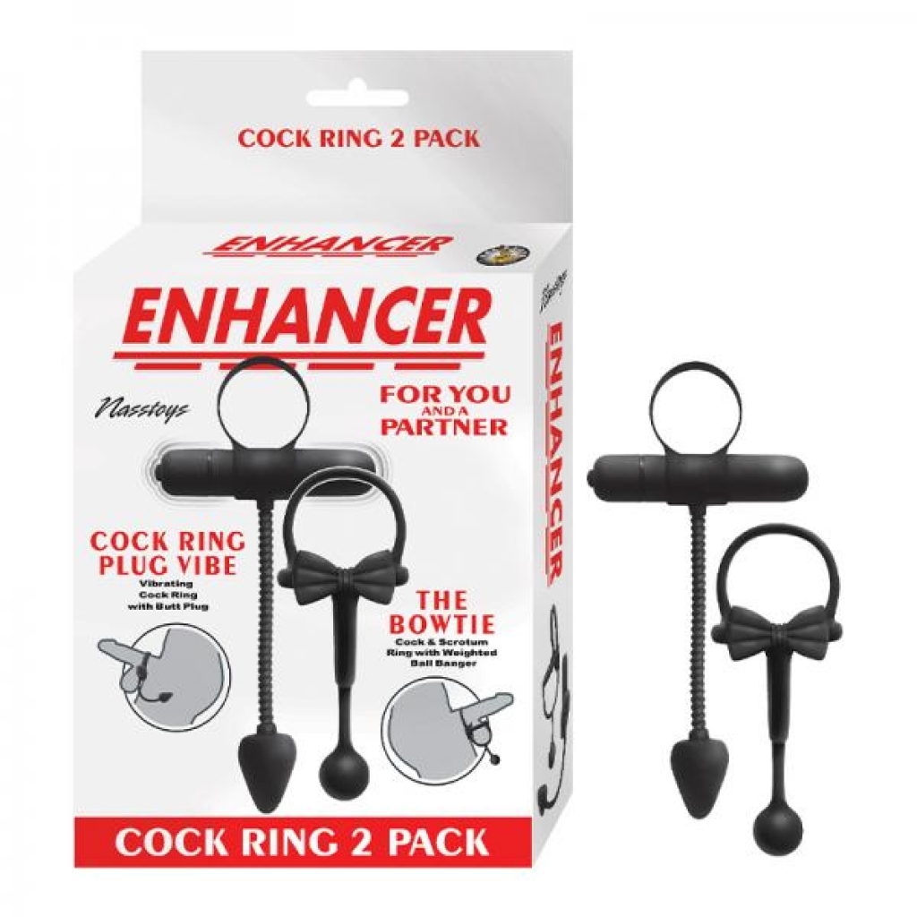 Enhancer Cockring 2 Pack Black - Couples Vibrating Penis Rings