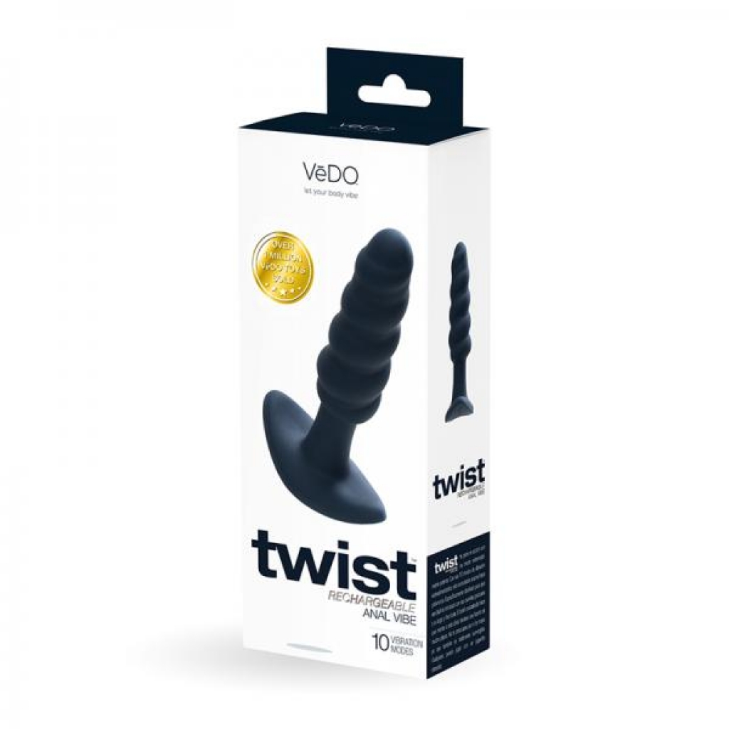 Vedo Twist Rechargeable Silicone Vibrating Anal Plug Black - Anal Plugs