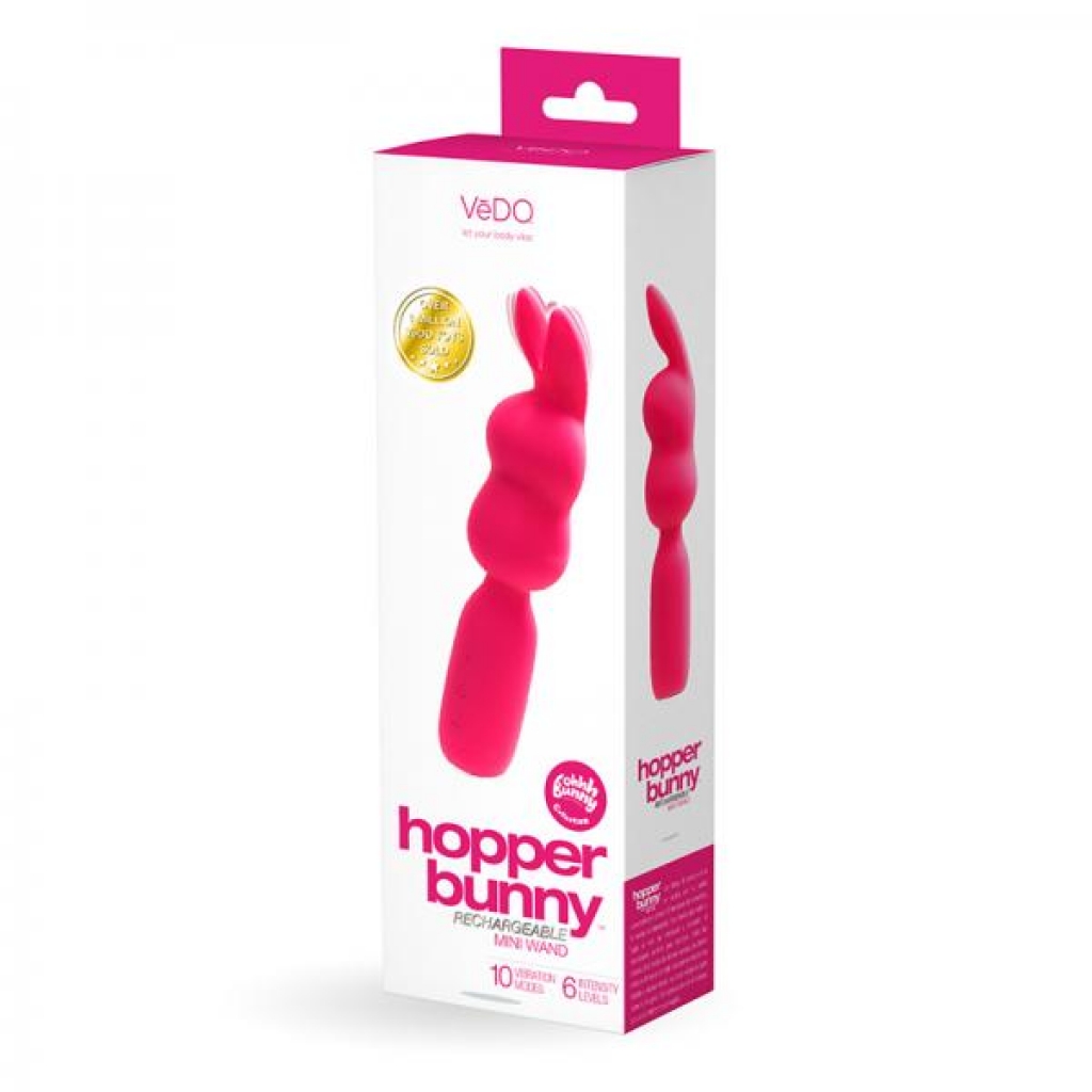 Vedo Hopper Bunny Rechargeable Silicone Mini Wand Vibrator Pink - Palm Size Massagers