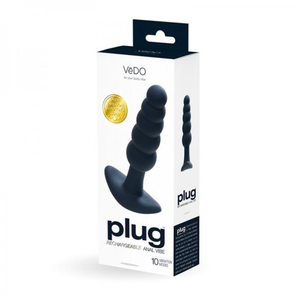 Vedo Plug Rechargeable Silicone Vibrating Anal Plug Black - Anal Plugs