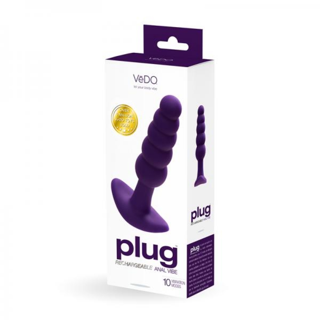 Vedo Plug Rechargeable Silicone Vibrating Anal Plug Purple - Anal Plugs