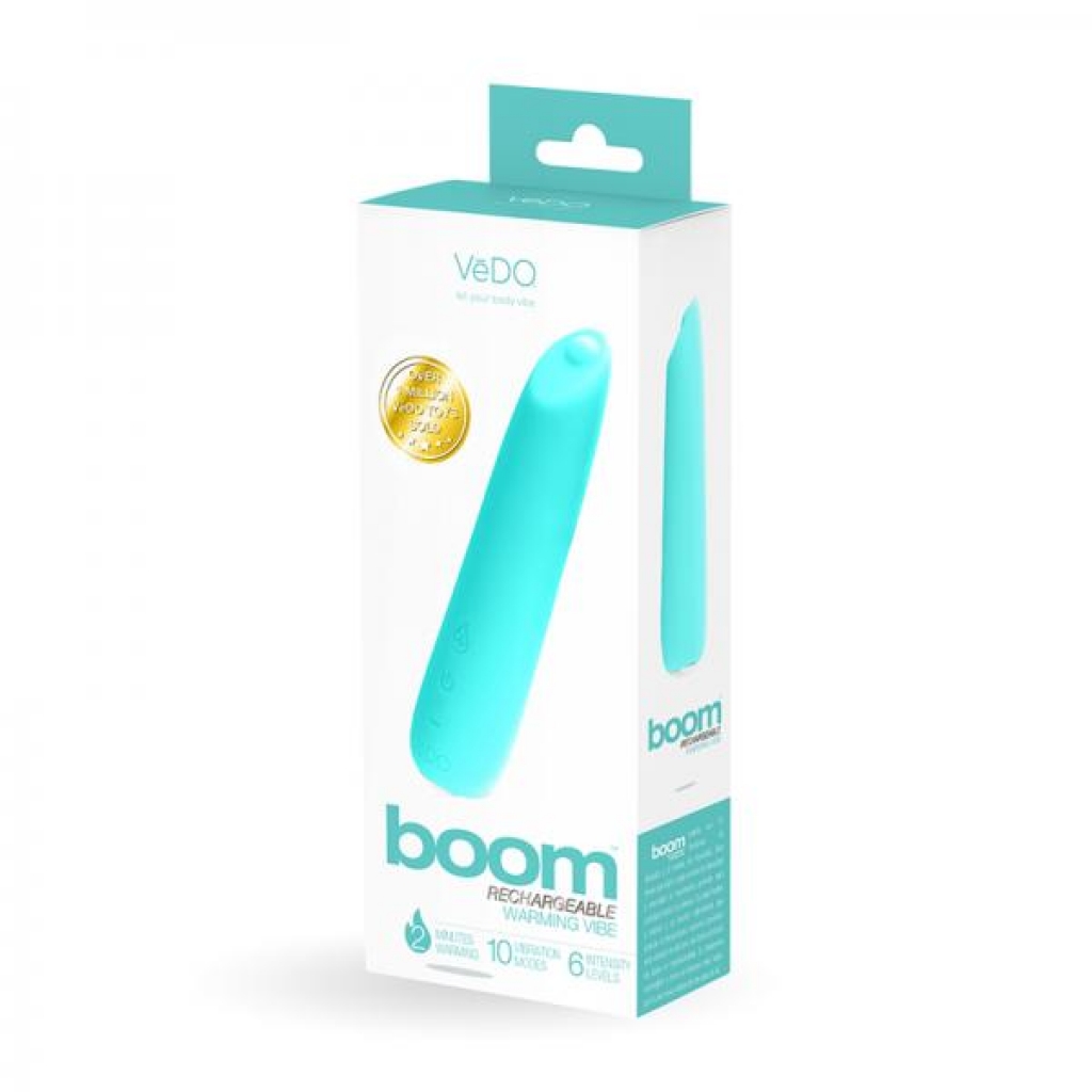 Vedo Boom Rechargeable Warming Silicone Slimline Vibrator Turquoise - Traditional