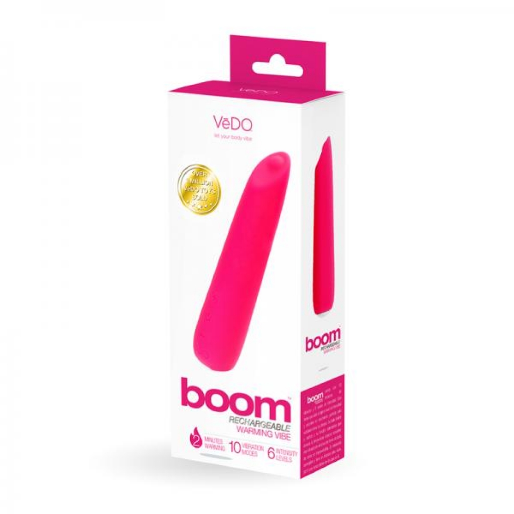 Vedo Boom Rechargeable Warming Silicone Slimline Vibrator Pink - Traditional