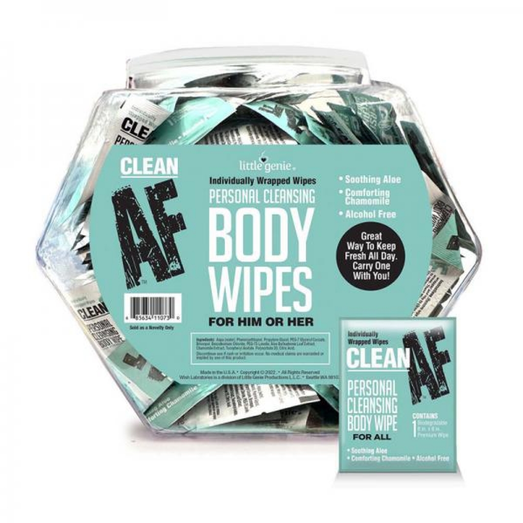 Clean Af Individually Wrapped Personal Cleaning Body Wipes 65-piece Fishbowl Display - Cleaning Wipes