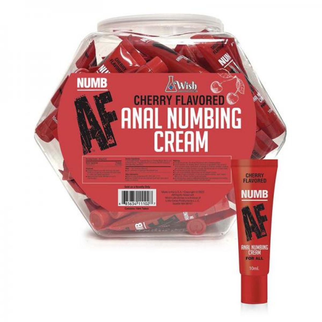 Numb Af Cherry Flavored Anal Numbing Cream 65-piece Fishbowl Display - Anal Lubricants