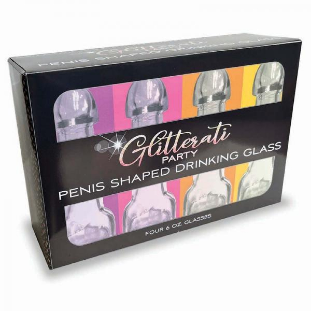 Glitterati Party 6 Oz. Penis Shaped Drinking Glass 4-pack - Serving Ware