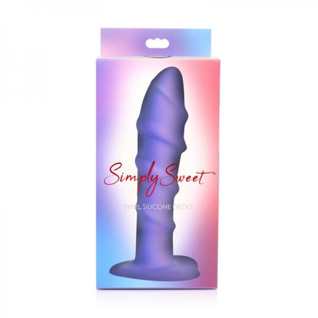 Simply Sweet Swirl 7 In. Silicone Dildo Purple - Realistic Dildos & Dongs