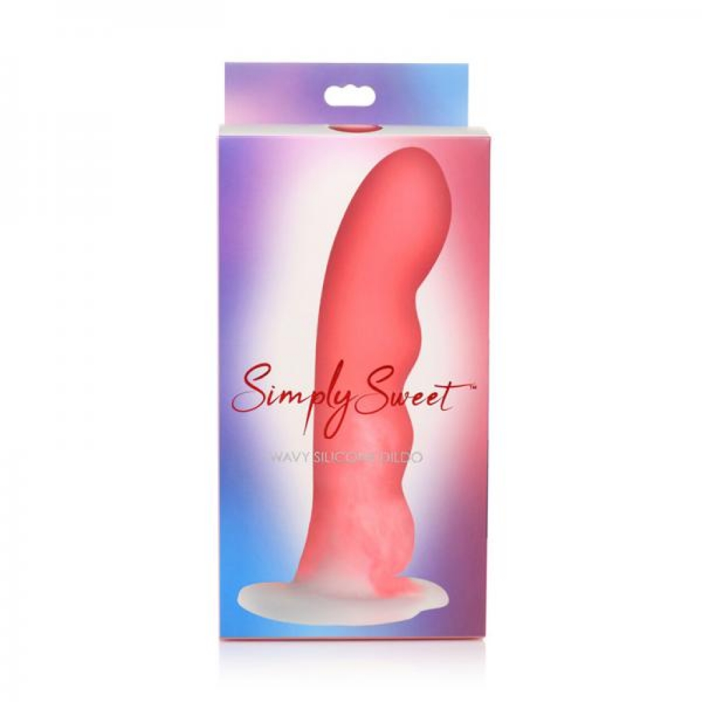 Simply Sweet Wavy 8 In. Silicone Dildo Pink/white - Realistic Dildos & Dongs