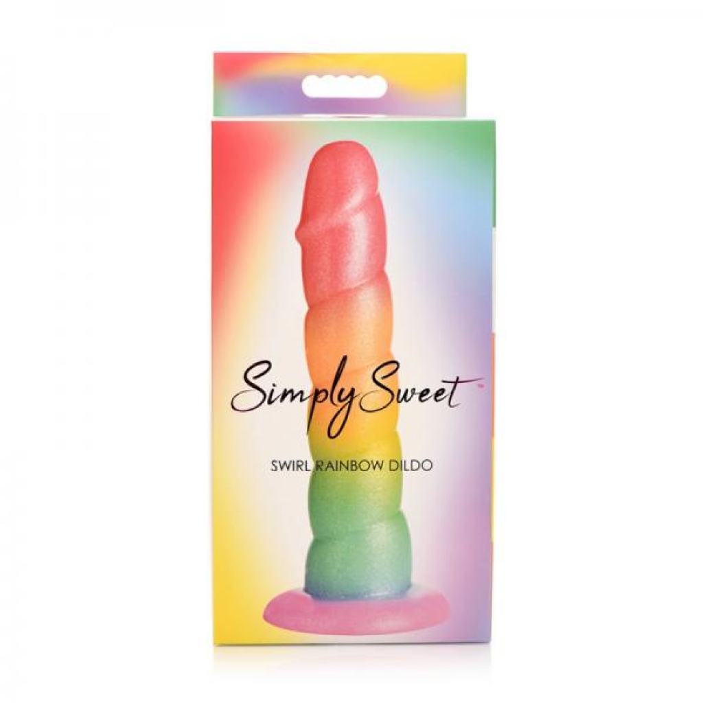 Simply Sweet Swirl 6.5 In. Silicone Dildo Rainbow - Realistic Dildos & Dongs