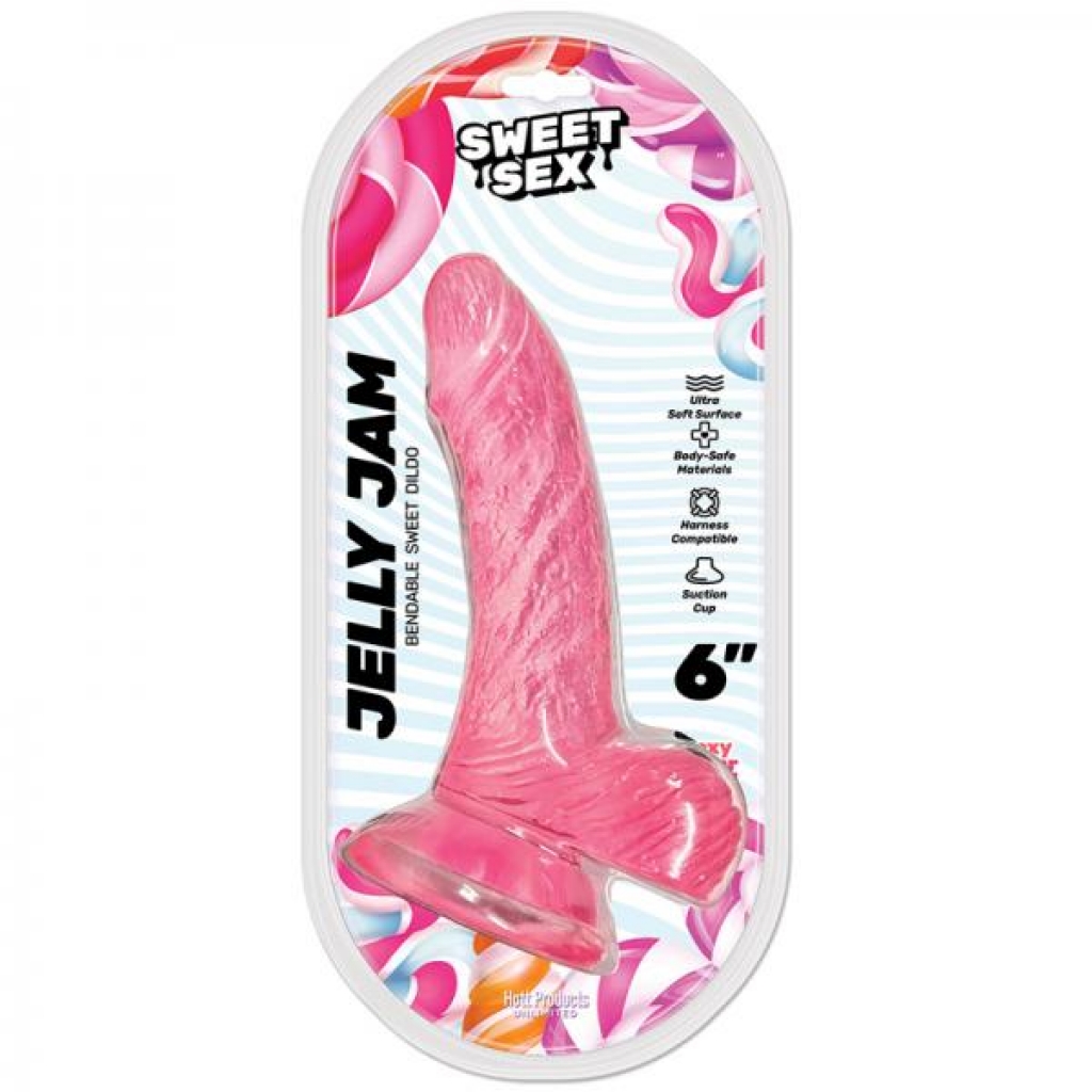 Sweet Sex Jelly Jam Bendable 6 In. Jelly Dildo Pink - Realistic Dildos & Dongs