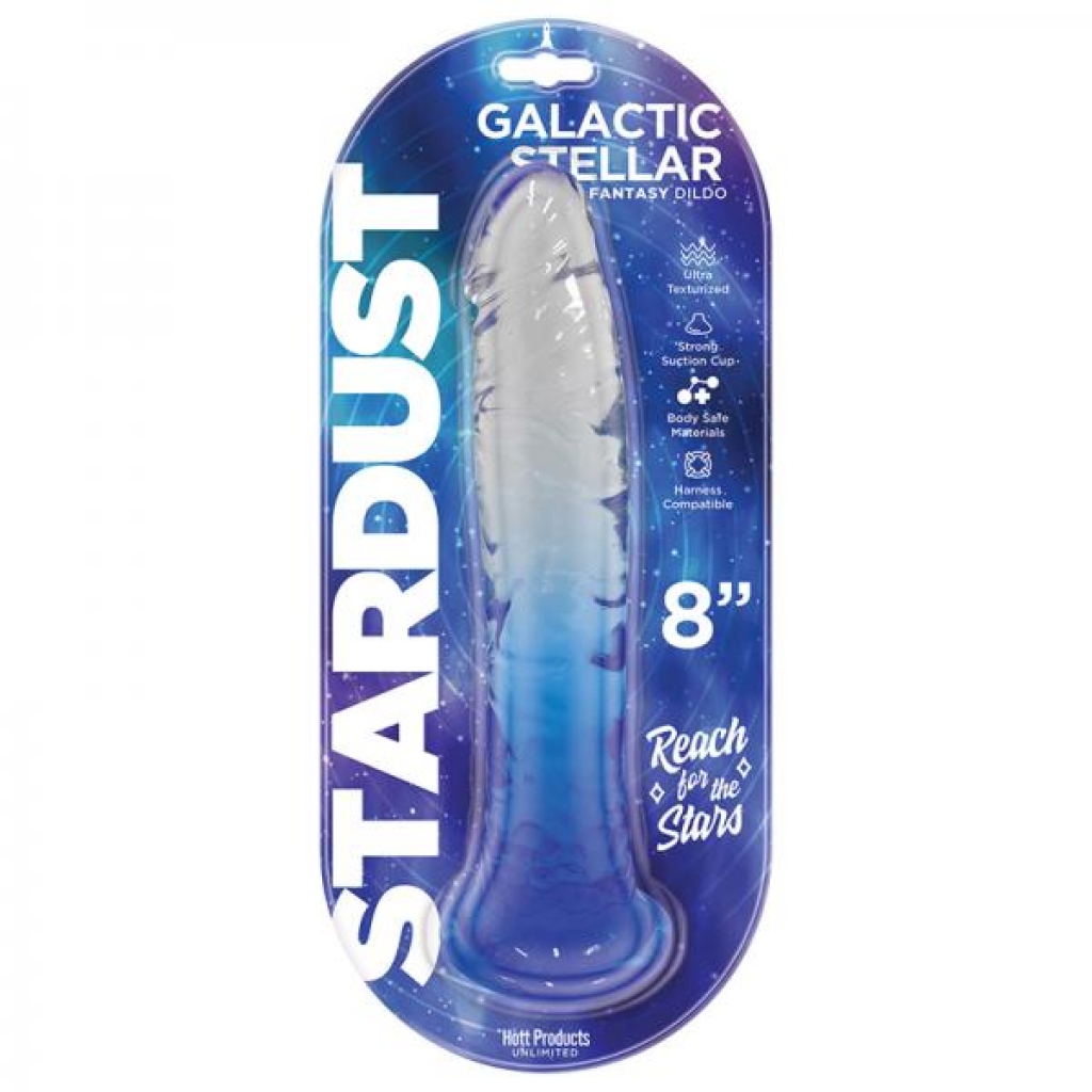 Stardust Galactic Stellar Textured 8 In. Jelly Fantasy Dildo Crystal Blue - Extreme Dildos