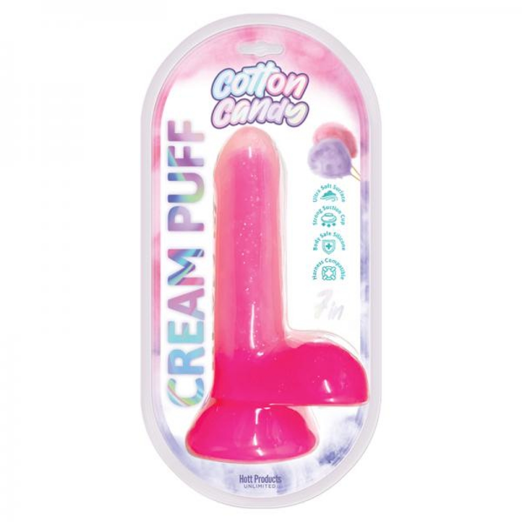 Cotton Candy Cream Puff 7 In. Silicone Dildo Pink - Realistic Dildos & Dongs
