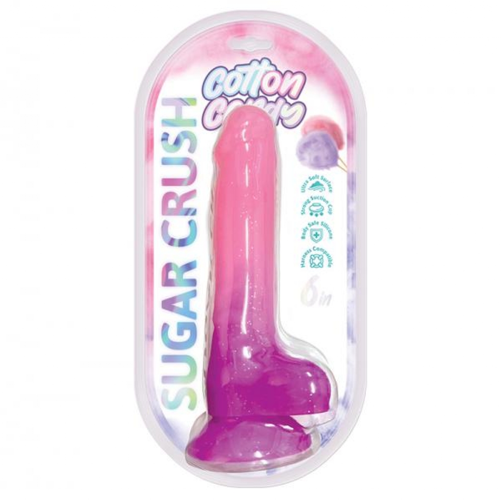 Cotton Candy Sugar Crush 6 In. Silicone Dildo Pink/purple - Realistic Dildos & Dongs
