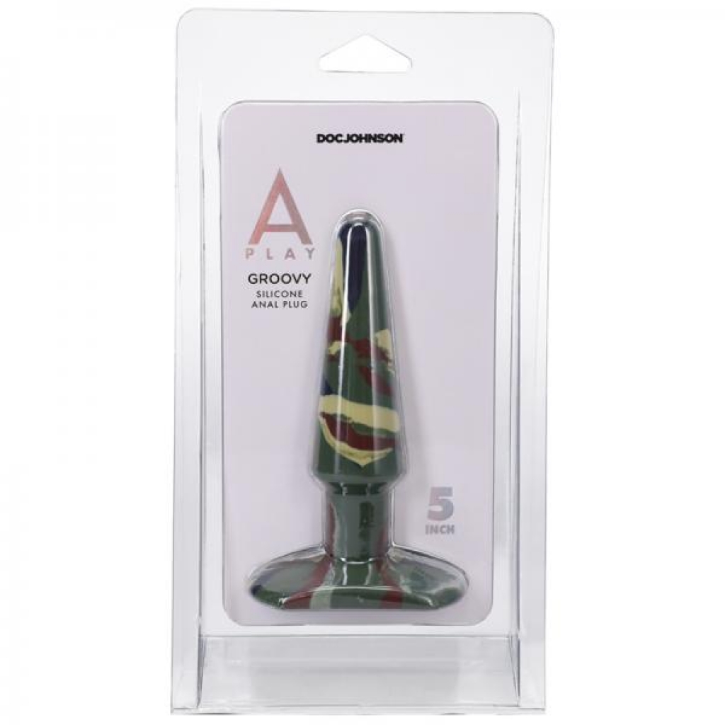 A-play Groovy 5 In. Silicone Anal Plug Camouflage - Anal Plugs