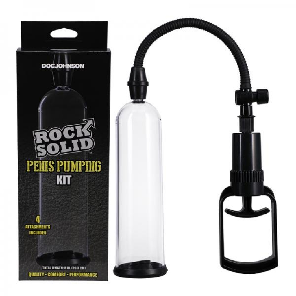 Rock Solid Penis Pumping Kit With 4 Attachments Black/clear - Penis Pumps