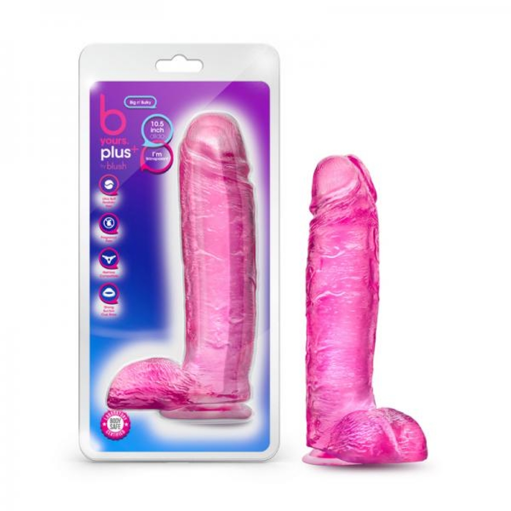 B Yours Plus Big N' Bulky 10.5 In. Dildo With Balls & Suction Cup Pink - Huge Dildos