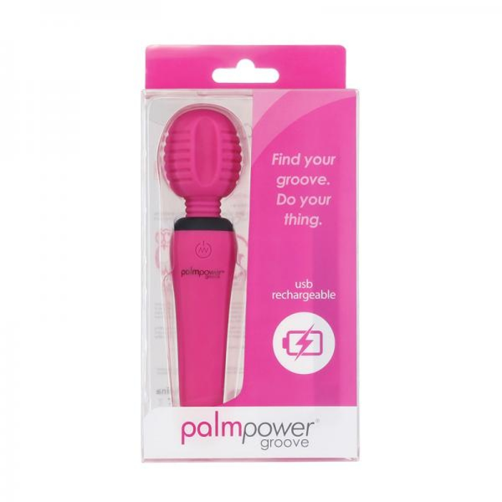 Palmpower Groove Rechargeable Silicone Mini Wand Massager Fuchsia - Body Massagers