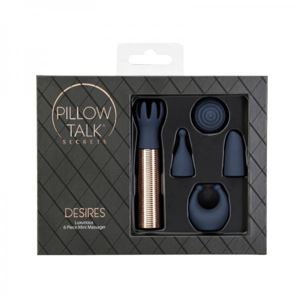 Pillow Talk Secrets Desires 6-piece Silicone Mini Massager Set Navy - Bullet Vibrators