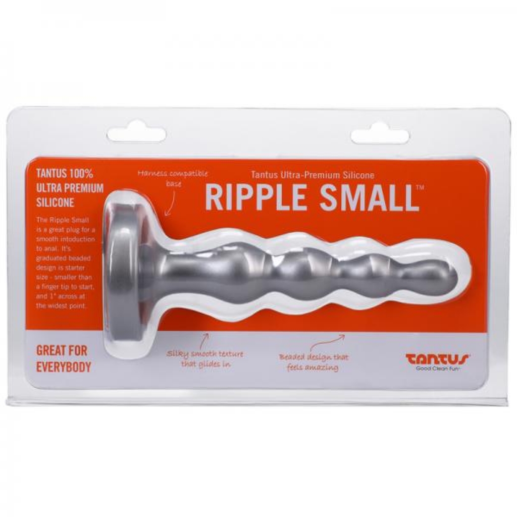 Tantus Ripple Small 8 In. Anal Beads Dildo Firm Silver - Anal Beads