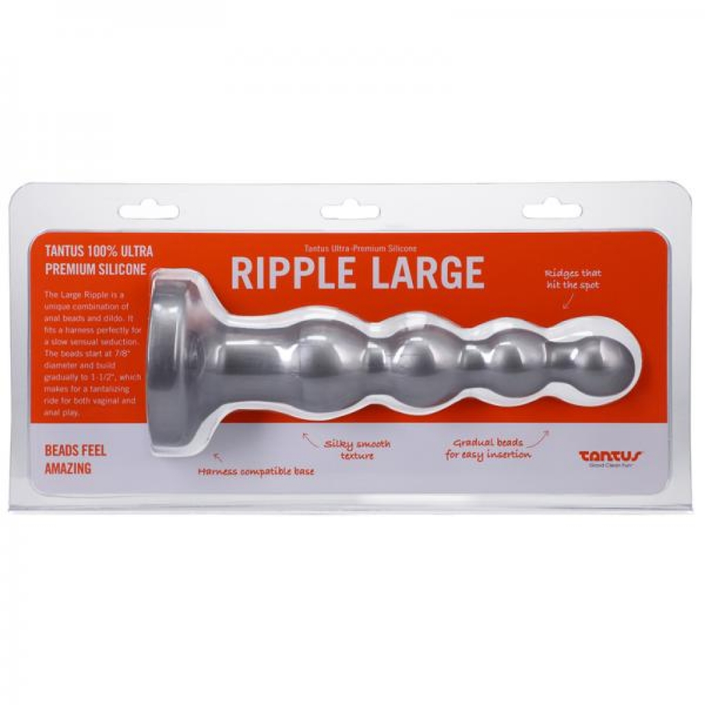 Tantus Ripple Large 8 In. Anal Beads Dildo Medium-firm Silver - Anal Beads