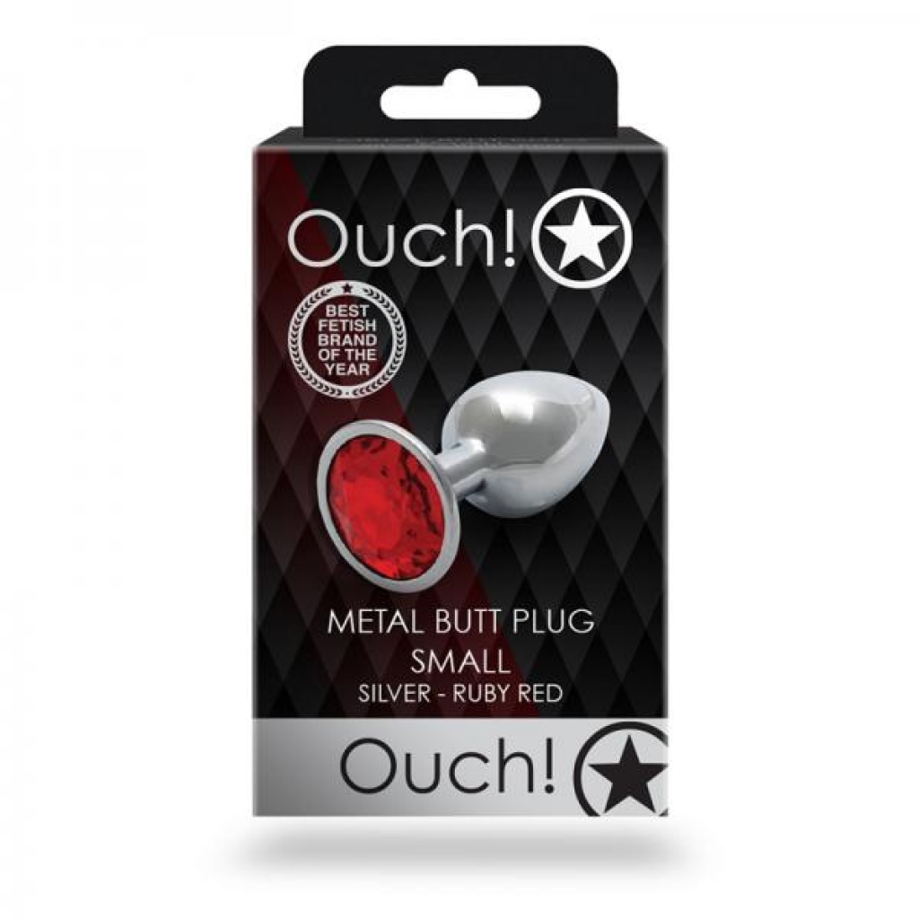 Shots Ouch! Round Gem Butt Plug Small Silver/ruby Red - Anal Plugs