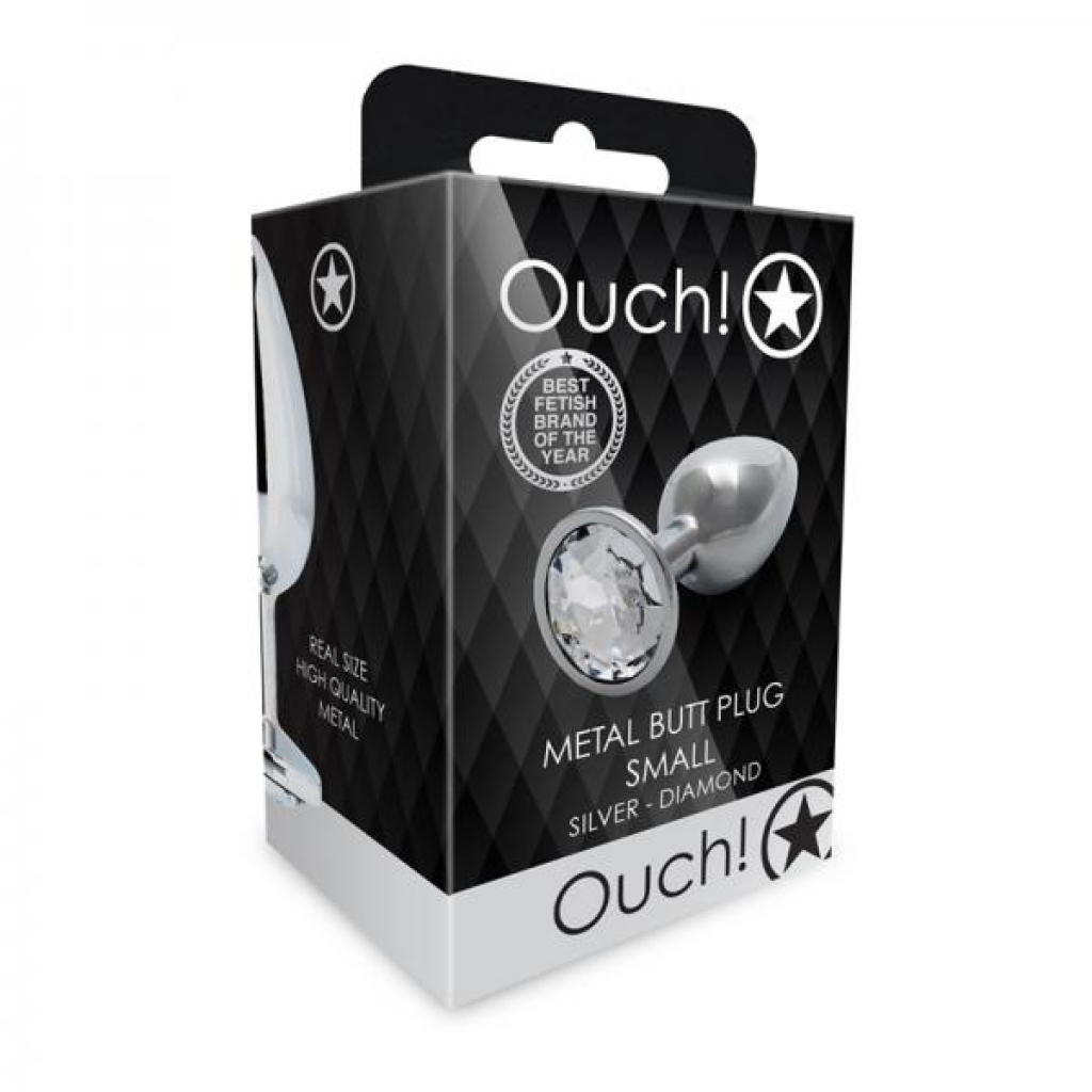 Shots Ouch! Round Gem Butt Plug Small Silver/diamond - Anal Plugs
