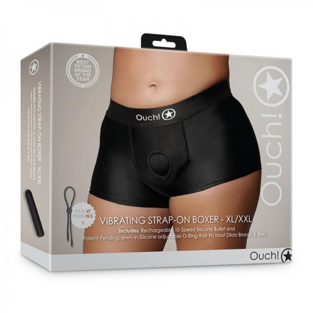 Shots Ouch! Vibrating Strap-on Boxer Black Xl/2xl - Harnesses
