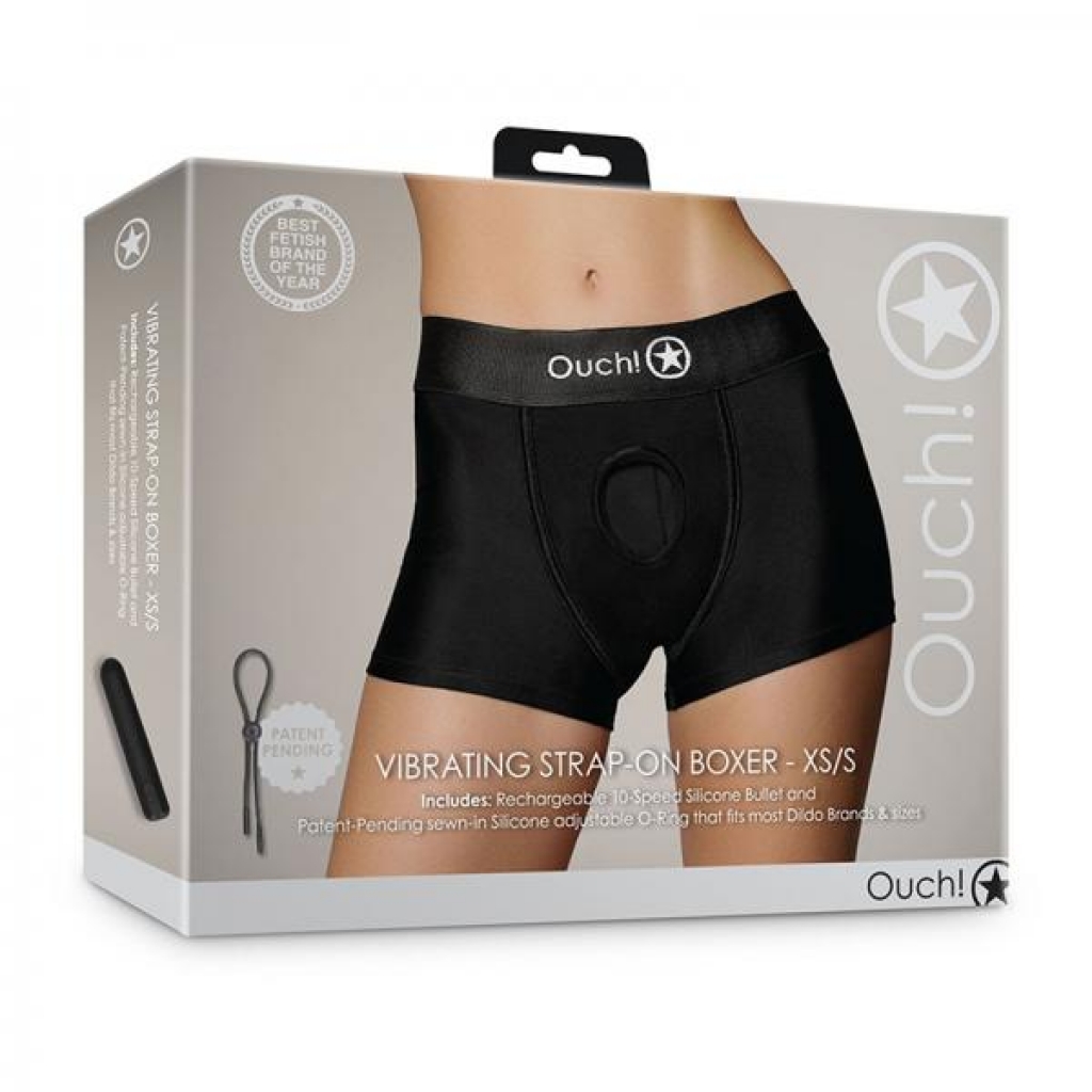 Shots Ouch! Vibrating Strap-on Boxer Black Xs/s - Harnesses