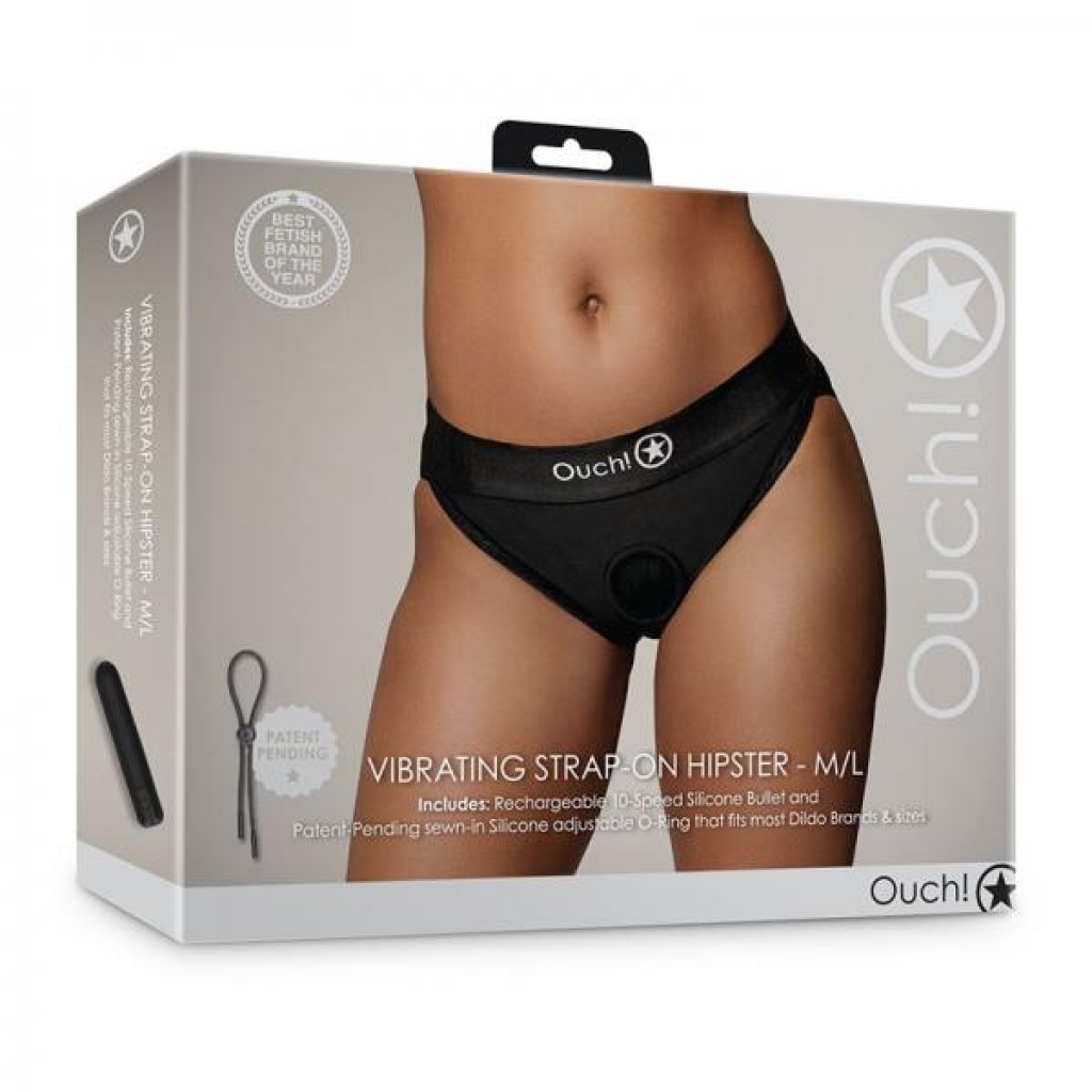 Shots Ouch! Vibrating Strap-on Hipster Black M/l - Harnesses