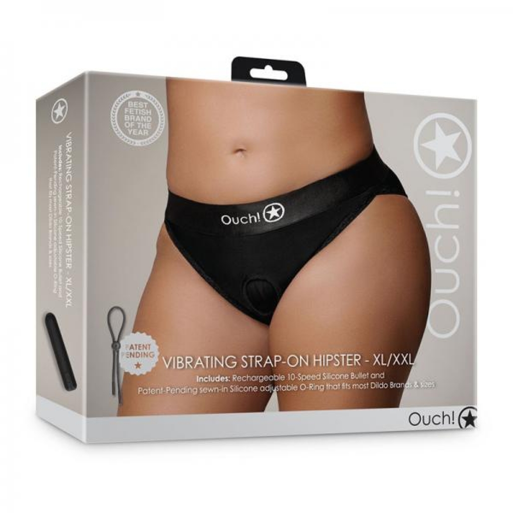 Shots Ouch! Vibrating Strap-on Hipster Black Xl/2xl - Harnesses