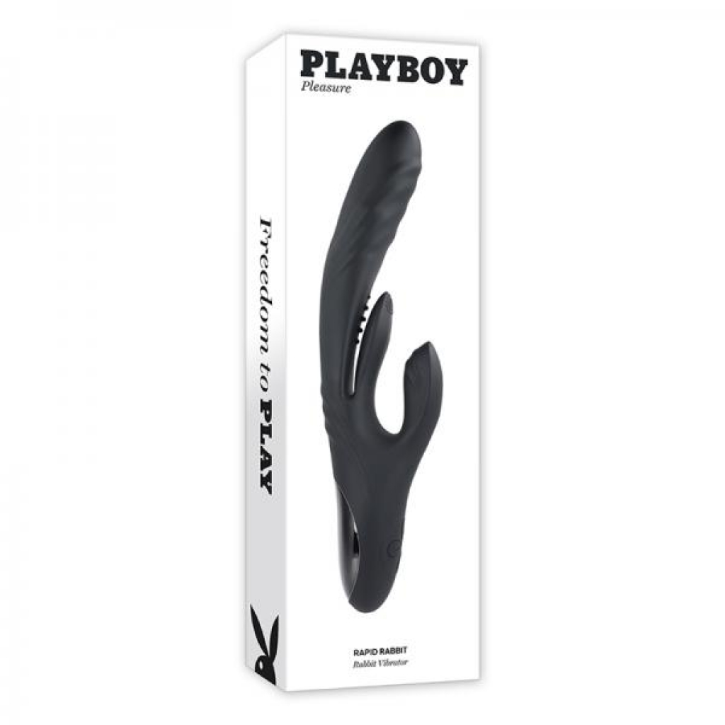 Playboy Rapid Rabbit Rechargeable Silicone Dual Stimulation Vibrator Black - Rabbit Vibrators