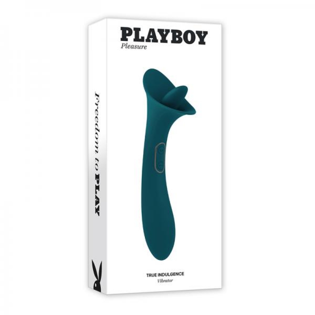 Playboy True Indulgence Rechargeable Dual Ended Silicone Flicking Vibrator Deep Teal - Tongues