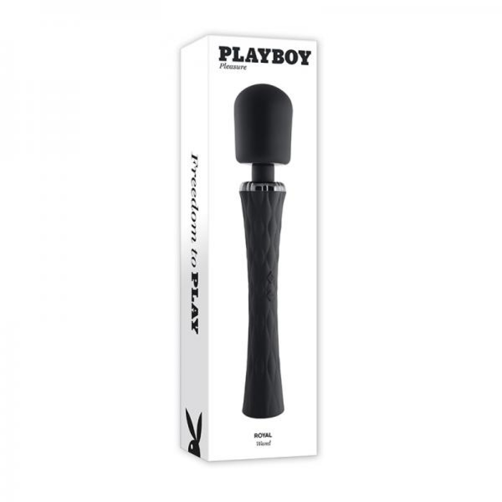 Playboy Royal Rechargeable Silicone Wand Vibrator Black - Body Massagers