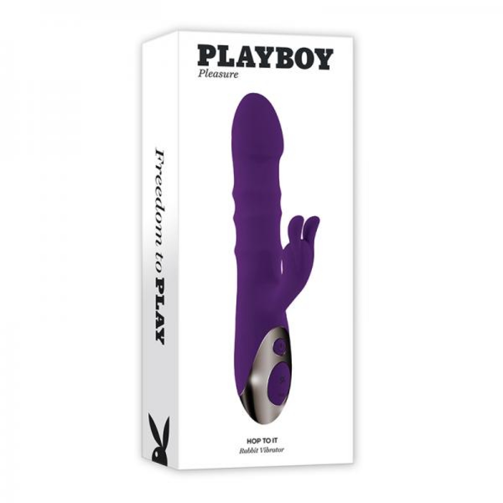 Playboy Hop To It Rechargeable Thrusting Silicone Dual Stimulation Vibrator Acai - Rabbit Vibrators