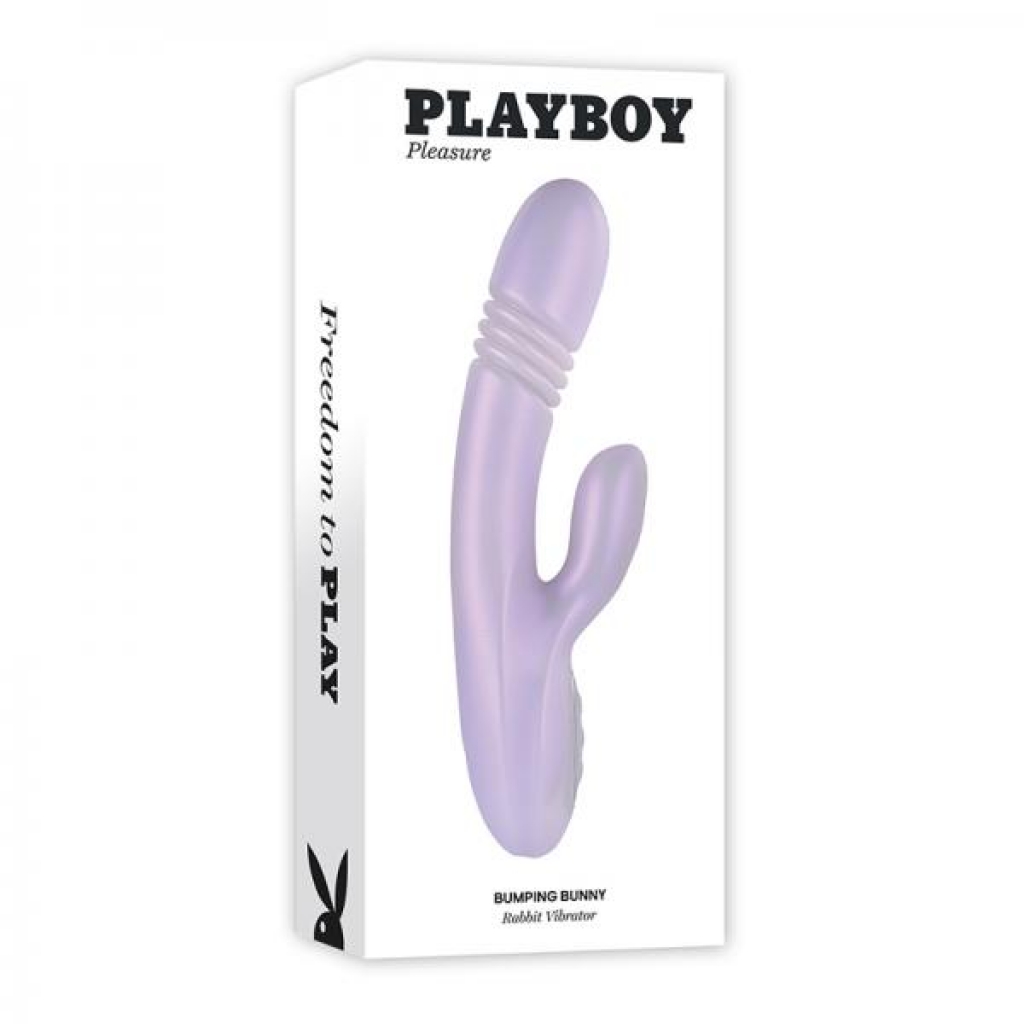 Playboy Bumping Bunny Rechargeable Thrusting Warming Silicone Dual Stimulation Vibrator Opal - Rabbit Vibrators