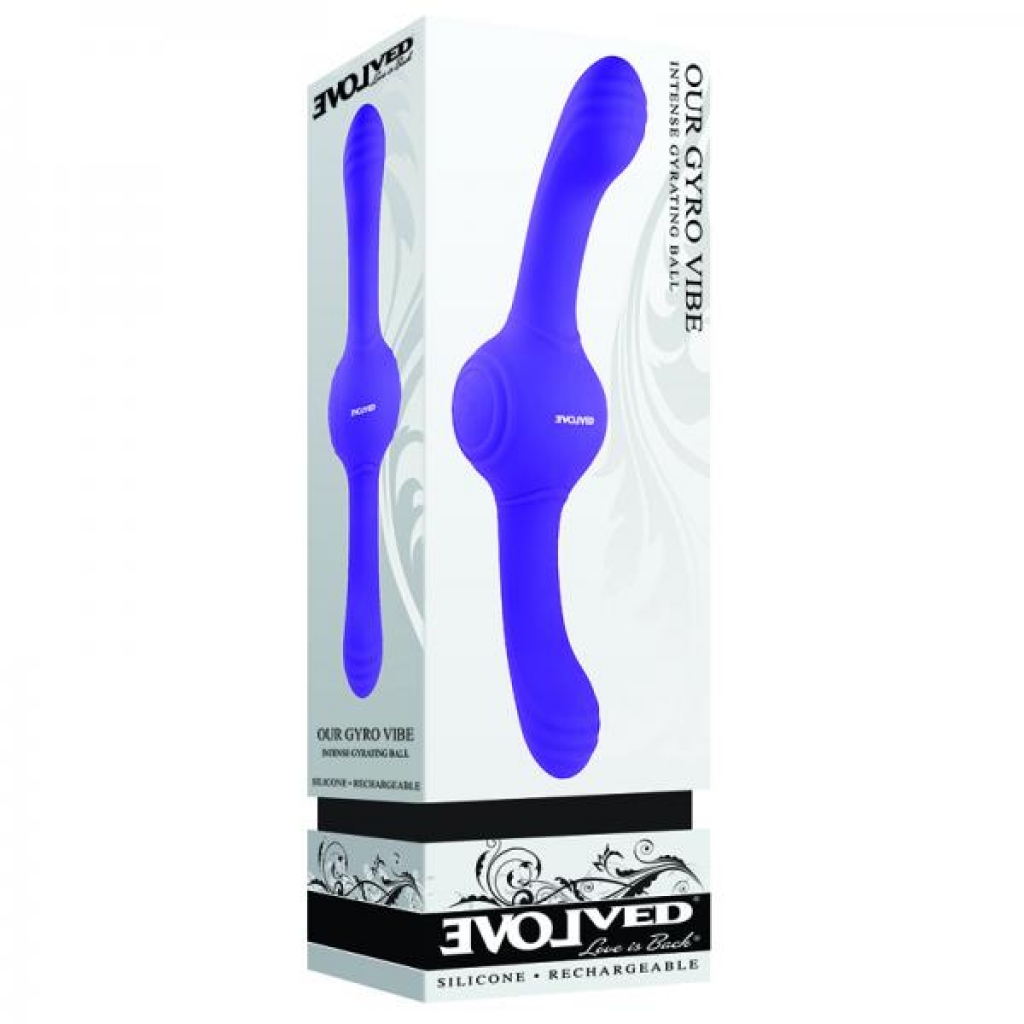 Evolved Our Gyro Vibe Rechargeable Dual Ended Gyrating Silicone Vibrator Purple - Double Dildos