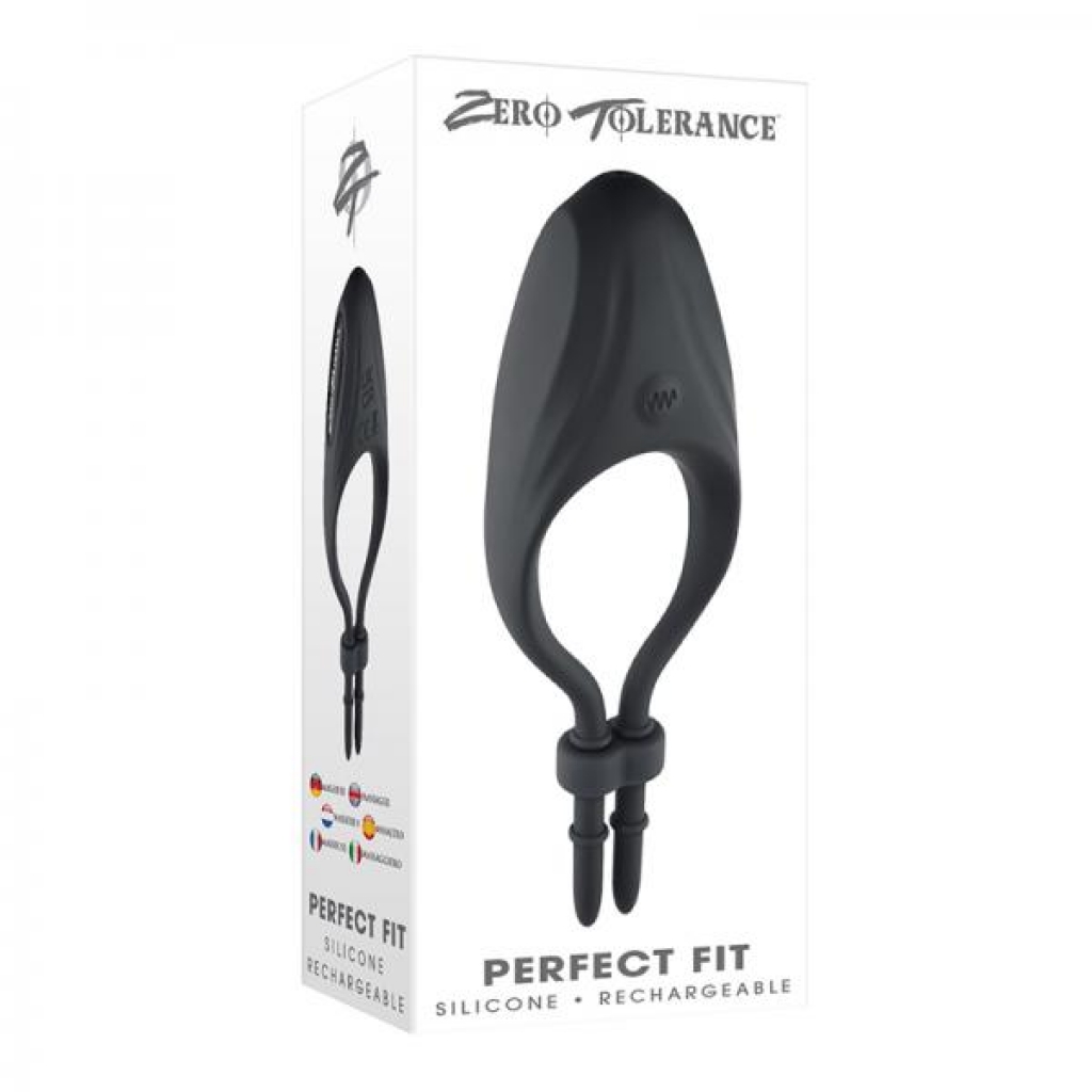 Zero Tolerance Perfect Fit Rechargeable Vibrating Silicone Lasso Cockring Black - Couples Penis Rings
