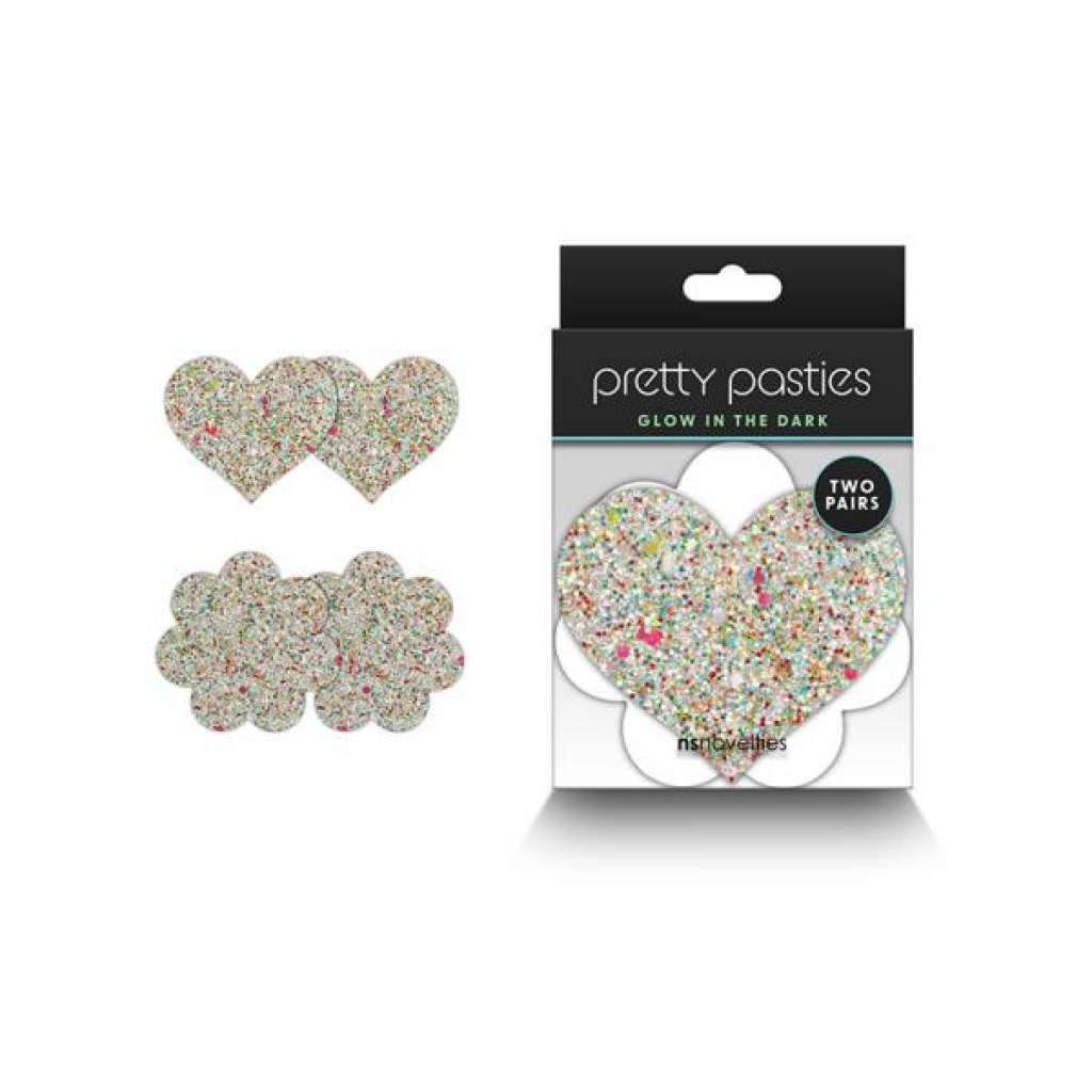 Pretty Pasties Heart & Flower Glow 2 Pair - Pasties, Tattoos & Accessories