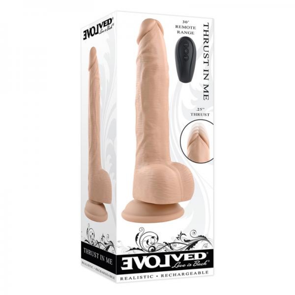 Evolved Thrust In Me Rechargeable Remote Controlled Thrusting Vibrating 9.25 In. Silicone Dildo Ligh - Realistic Dildos & Dongs