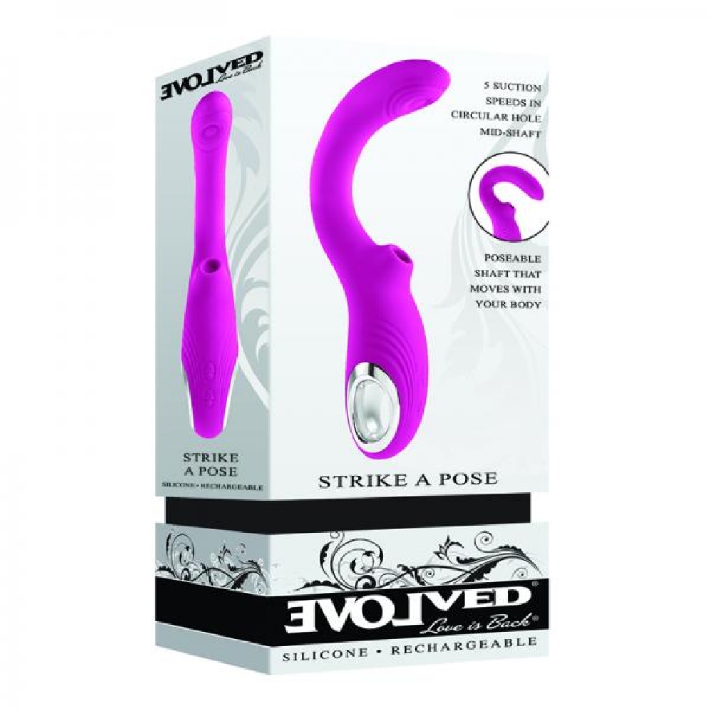 Evolved Strike A Pose Rechargeable Posable Tapping Suction Silicone Vibrator Pink - G-Spot Vibrators