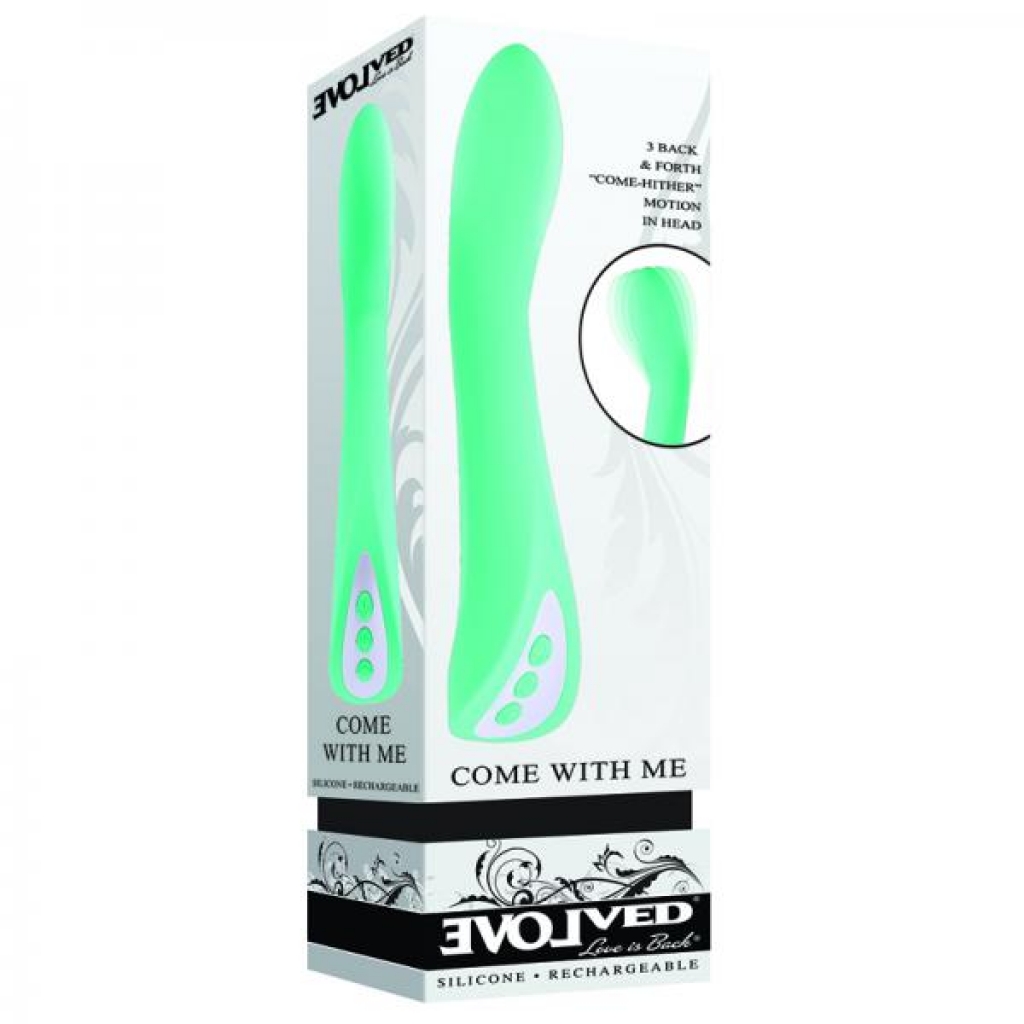 Evolved Come With Me Rechargeable 'come Hither' Silicone Vibrator Green - Traditional